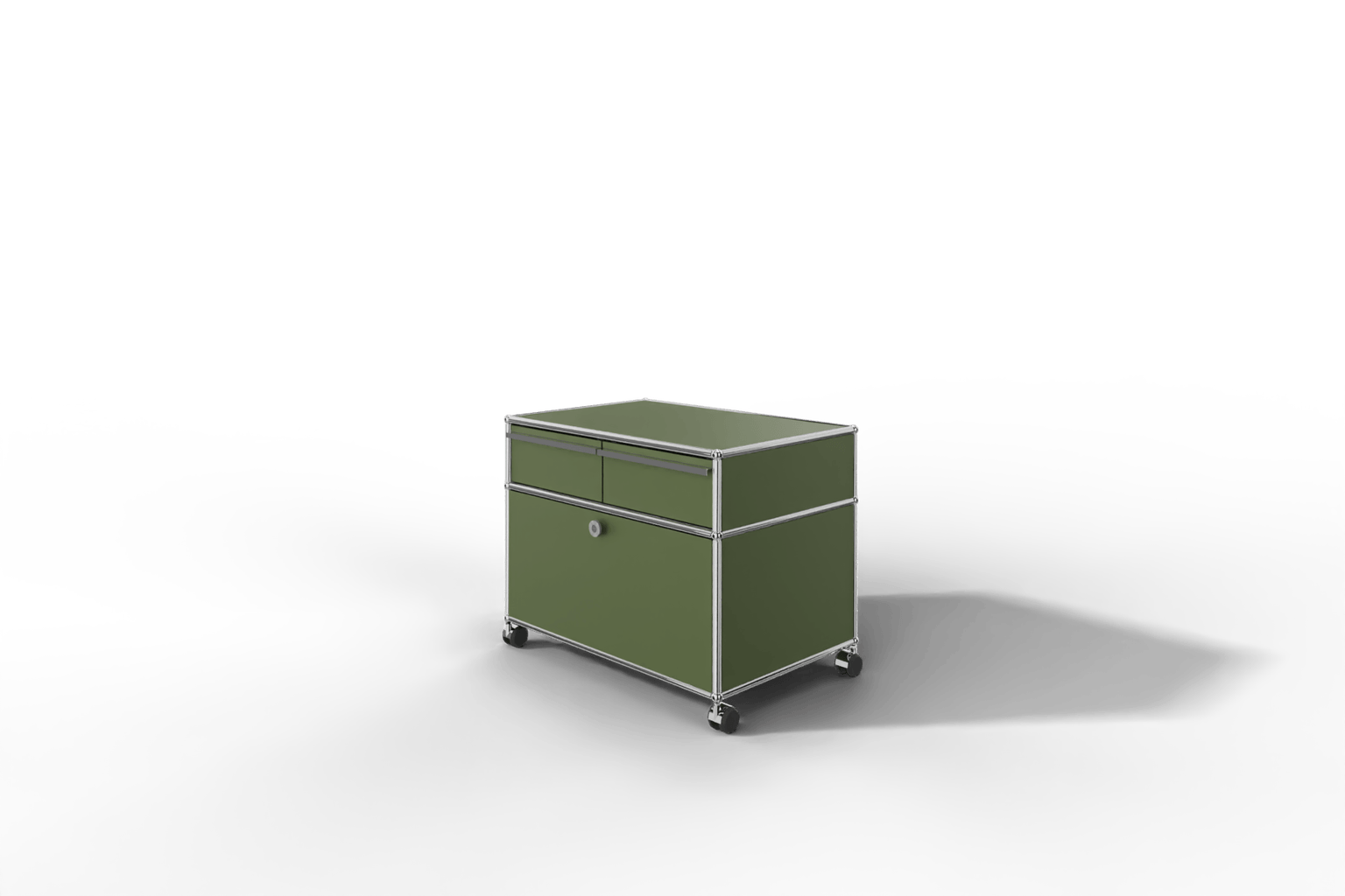 USM Haller Doppelrollcontainer mit zwei Schubladen und einer Klapptüre Produktbild