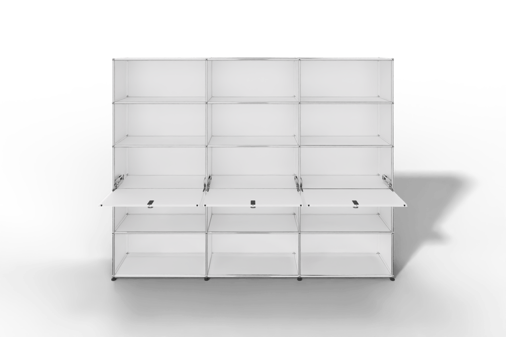 USM Haller Regalwand, 12 offene Fächer, 3 Klapptüren Produktbild