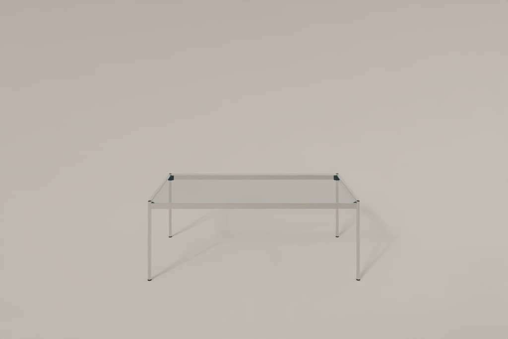 Glastisch, Tiefe 1000 mm, Länge wählbar