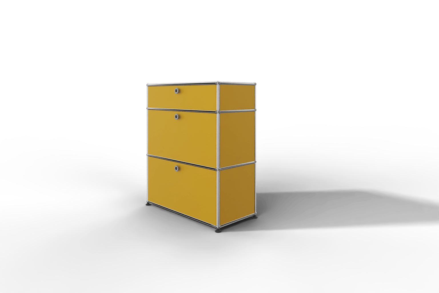 USM Haller Highboard mit zwei Klapptüren, je einem Zwischenboden und einer Schublade Produktbild