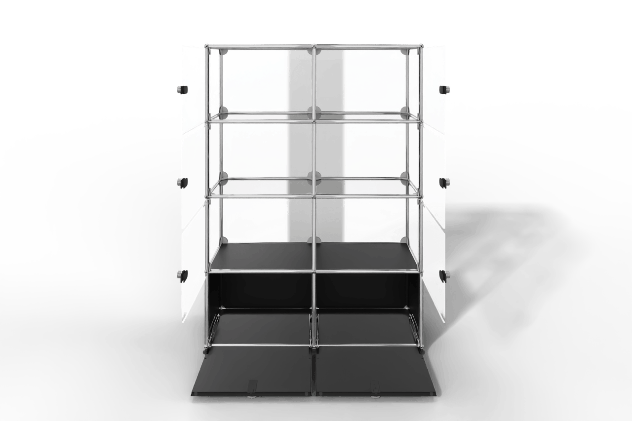 USM Haller Glasvitrine mit 6 Glastüren und 2 Klapptüren Produktbild