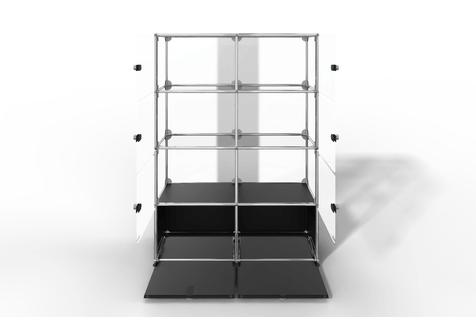 USM Haller Glasvitrine mit 6 Glastüren und 2 Klapptüren Produktbild