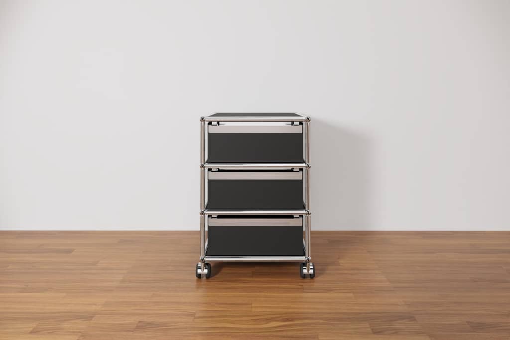 Original USM Haller Rollcontainer mit 3 Schubladen in graphitschwarz