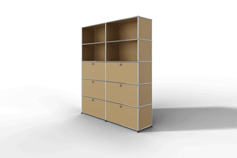 USM Haller Schrank/Regal mit 6 Klapptüren und offenen Fächern. Produktbild