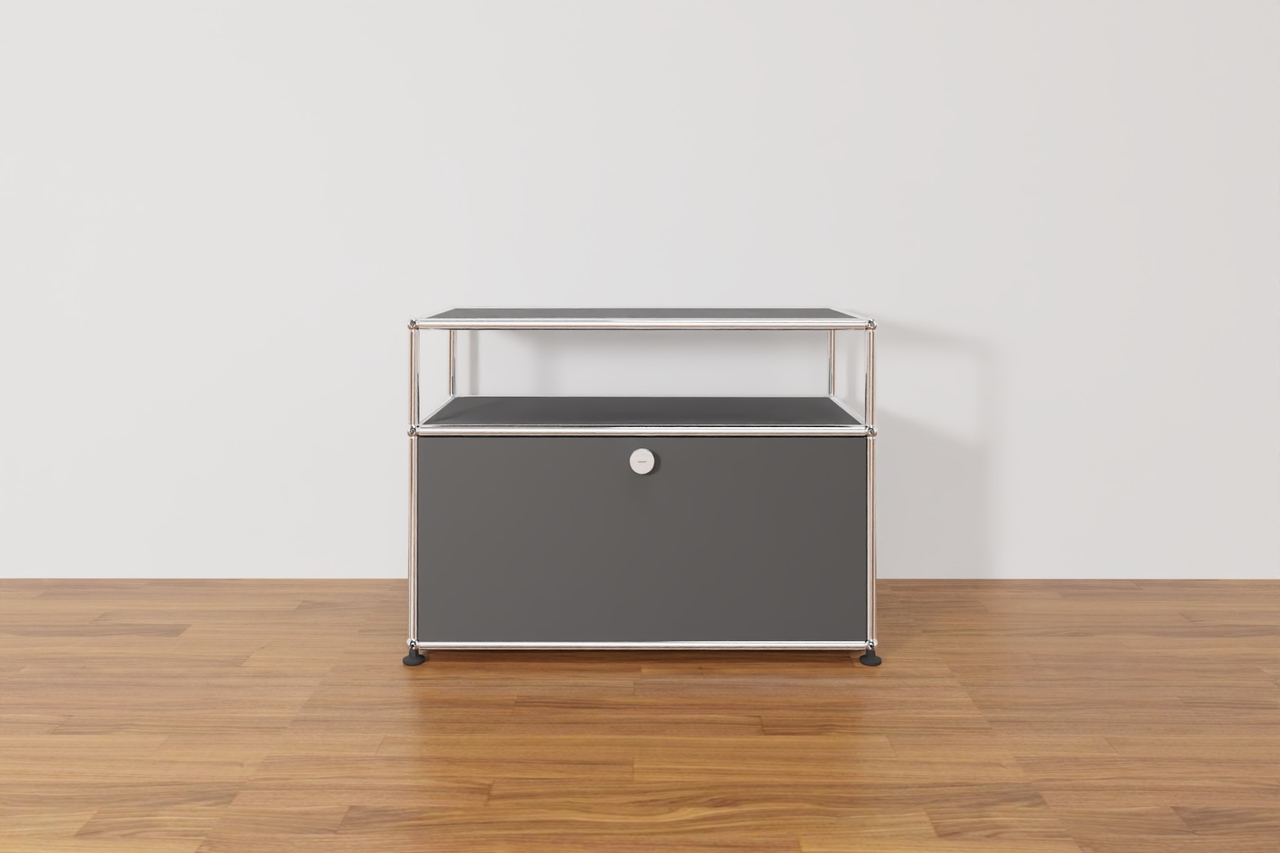 USM Haller Lowboard mit zusätzlicher Ebene in Anthrazit, Ausstellungsstück Produktbild