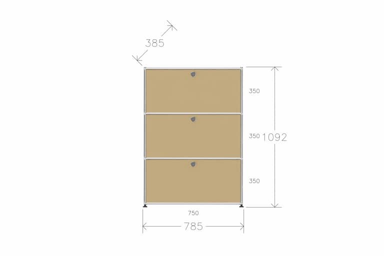 Original USM Haller Highboard mit 3 Klapptüren in beige Produktbild