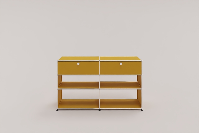 USM Haller Highboard mit 4 offenen Fächern und 2 niedrigen Klapptüren
