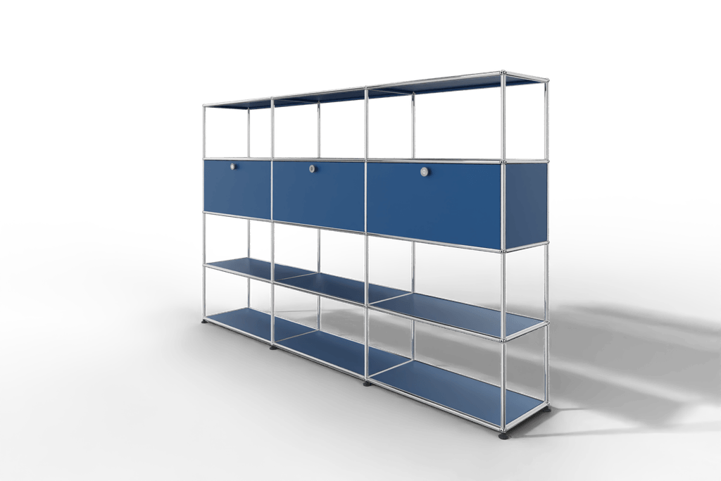 USM Haller Regal, mit 3 Klapptüren und 3 offene Reihen Produktbild