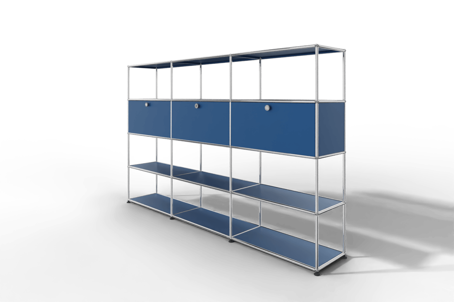 USM Haller Regal, mit 3 Klapptüren und 3 offene Reihen Produktbild