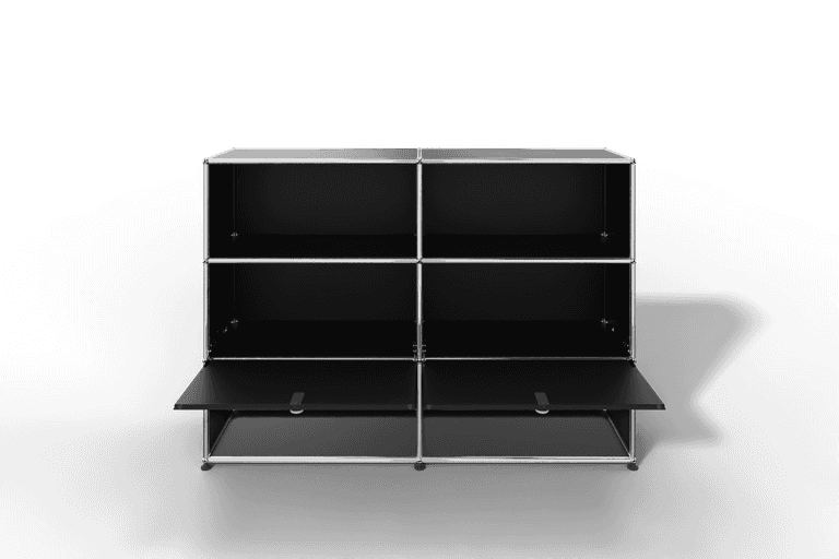 USM Haller Highboard mit 2 Klapptüren und 4 offenen Fächern in 14 Farben. Produktbild