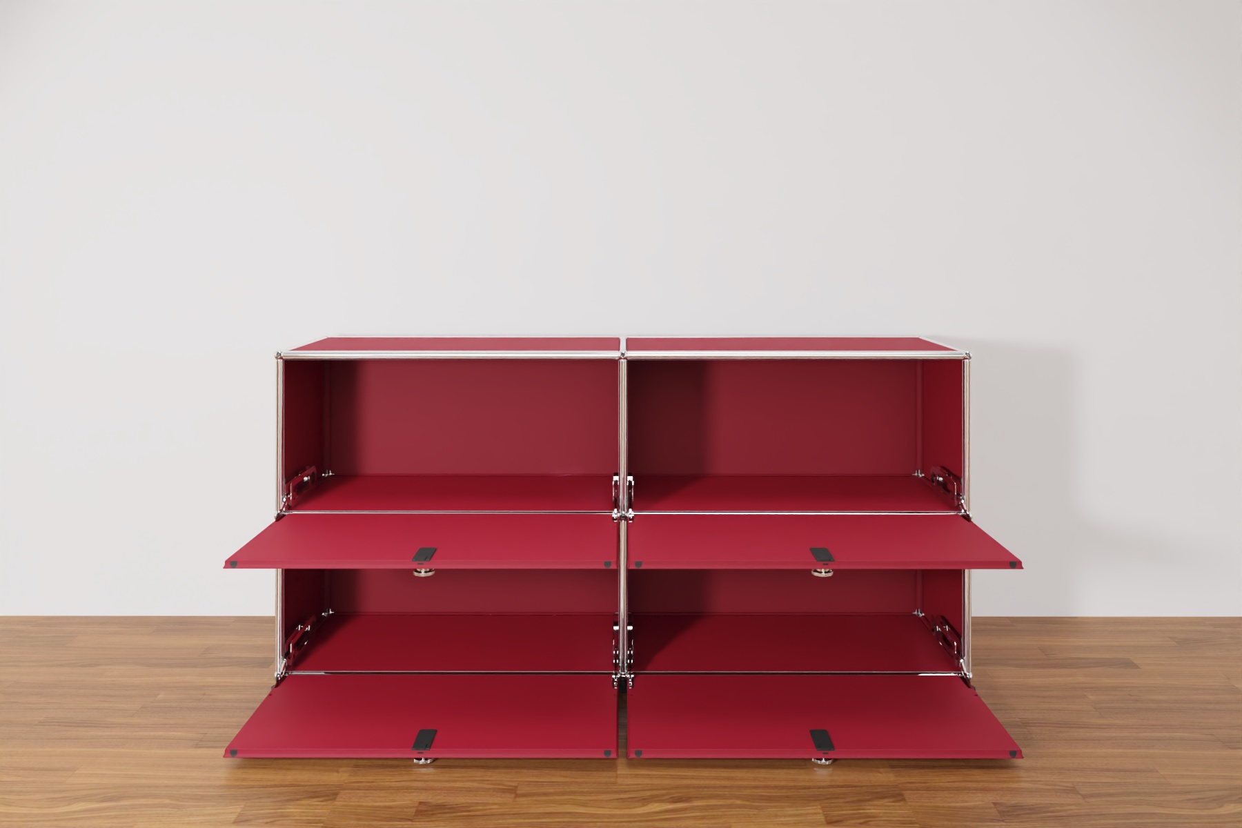 Original USM Haller Sideboard mit 4 Klapptüren in Rubinrot Produktbild