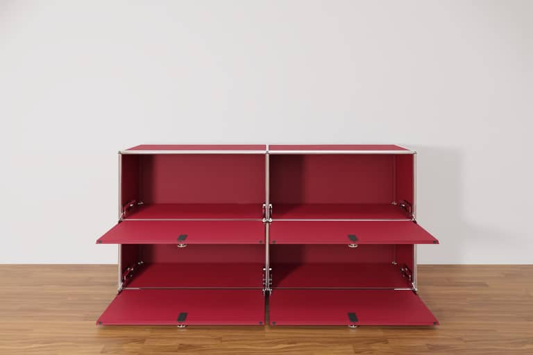 Original USM Haller Sideboard mit 4 Klapptüren in Rubinrot Produktbild
