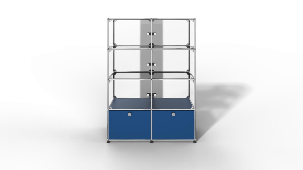 USM Haller Glasvitrine mit 6 Glastüren und 2 Klapptüren