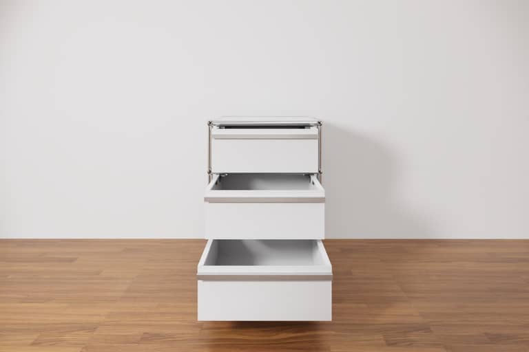 Original USM Haller Rollcontainer mit 3 Schubladen in Reinweiss Produktbild