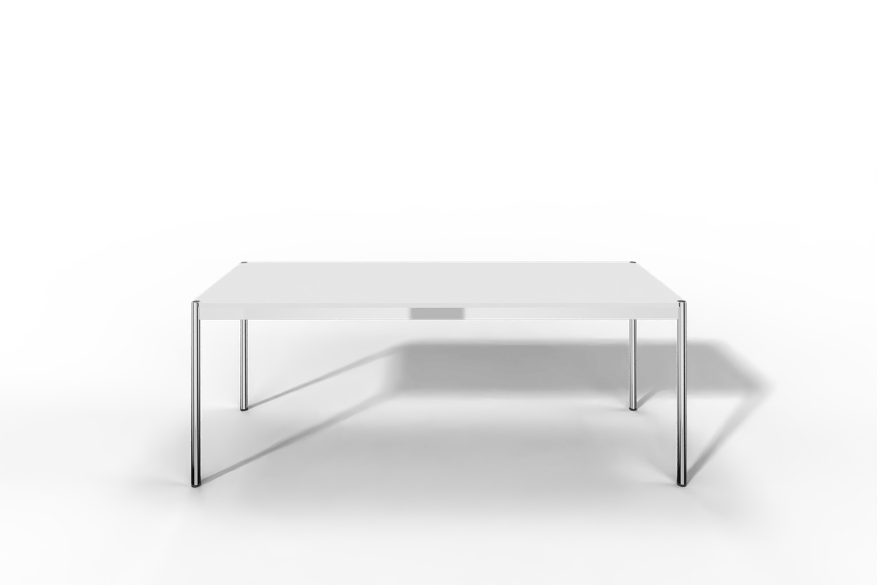 USM Haller Tisch, Tiefe 750 mm, MDF pulverbeschichtet reinweiss, Länge wählbar Produktbild