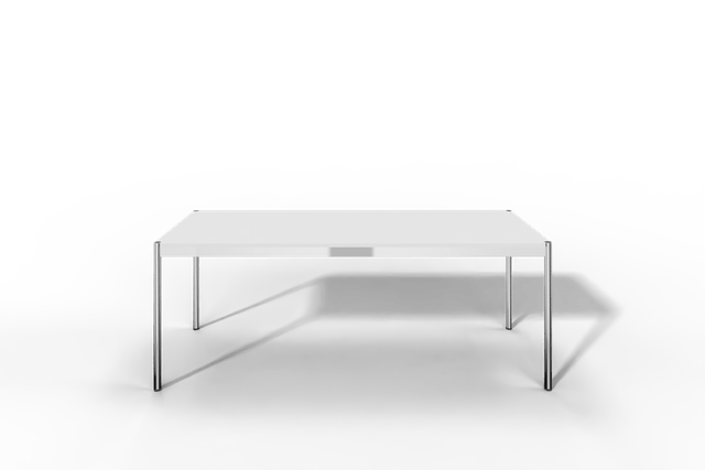 USM Haller Tisch, Tiefe 750 mm, MDF pulverbeschichtet reinweiss, Länge wählbar