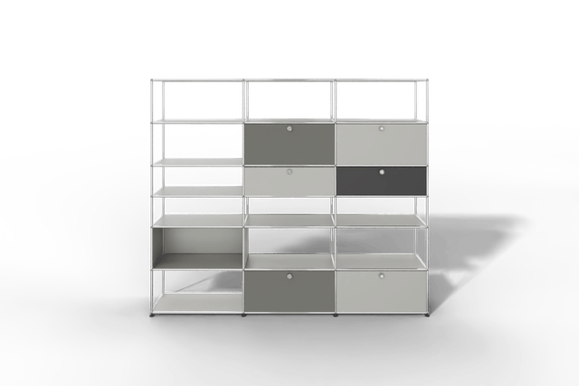 USM Haller Regalwand,18 Fächer, 3-farbig