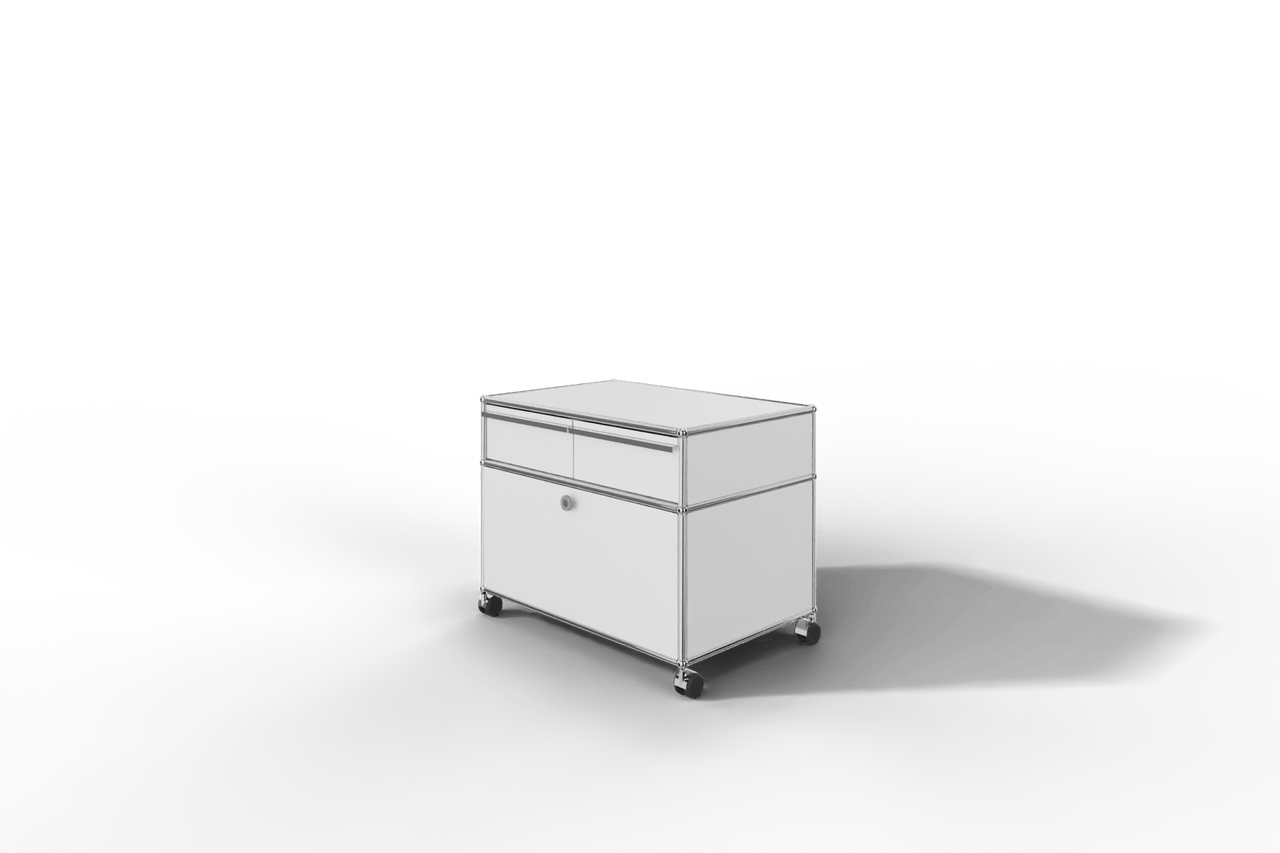 USM Haller Doppelrollcontainer mit zwei Schubladen und einer Klapptüre Produktbild