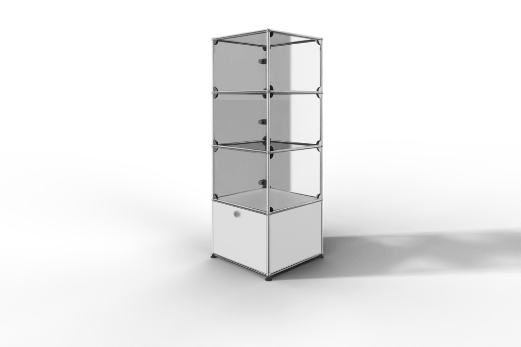 USM Haller Glasvitrine mit 3 Glastüren und 1 Klapptüre Produktbild