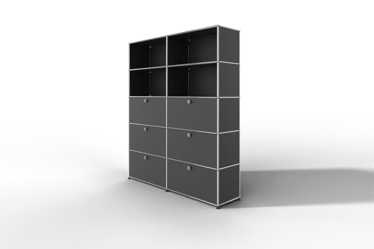 USM Haller Schrank/Regal mit 6 Klapptüren und offenen Fächern. Produktbild