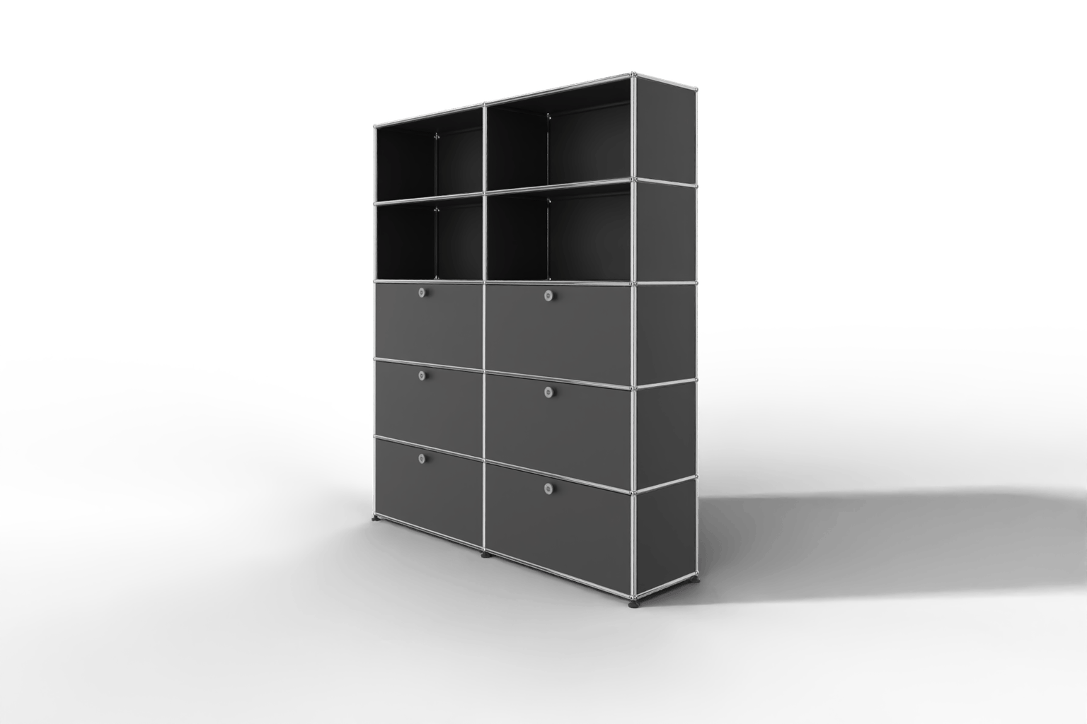 USM Haller Schrank/Regal mit 6 Klapptüren und offenen Fächern. Produktbild