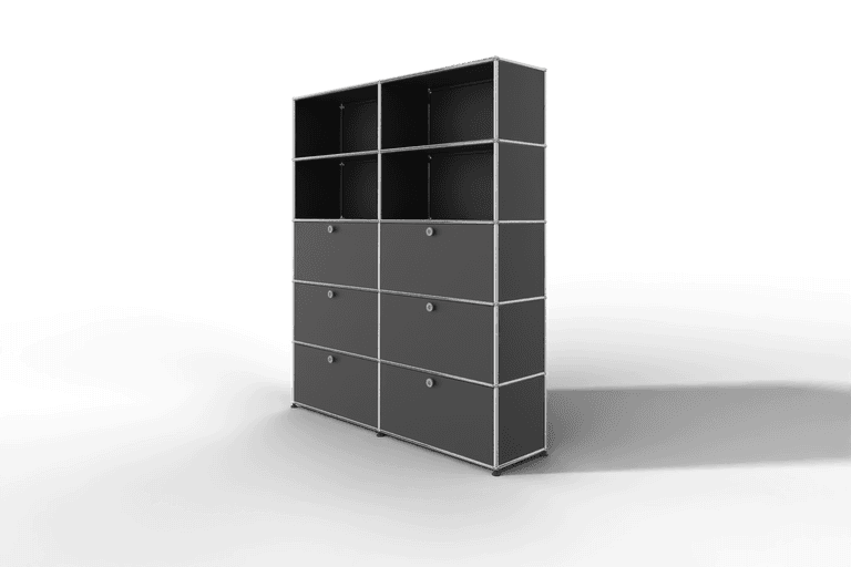 USM Haller Schrank/Regal mit 6 Klapptüren und offenen Fächern. Produktbild