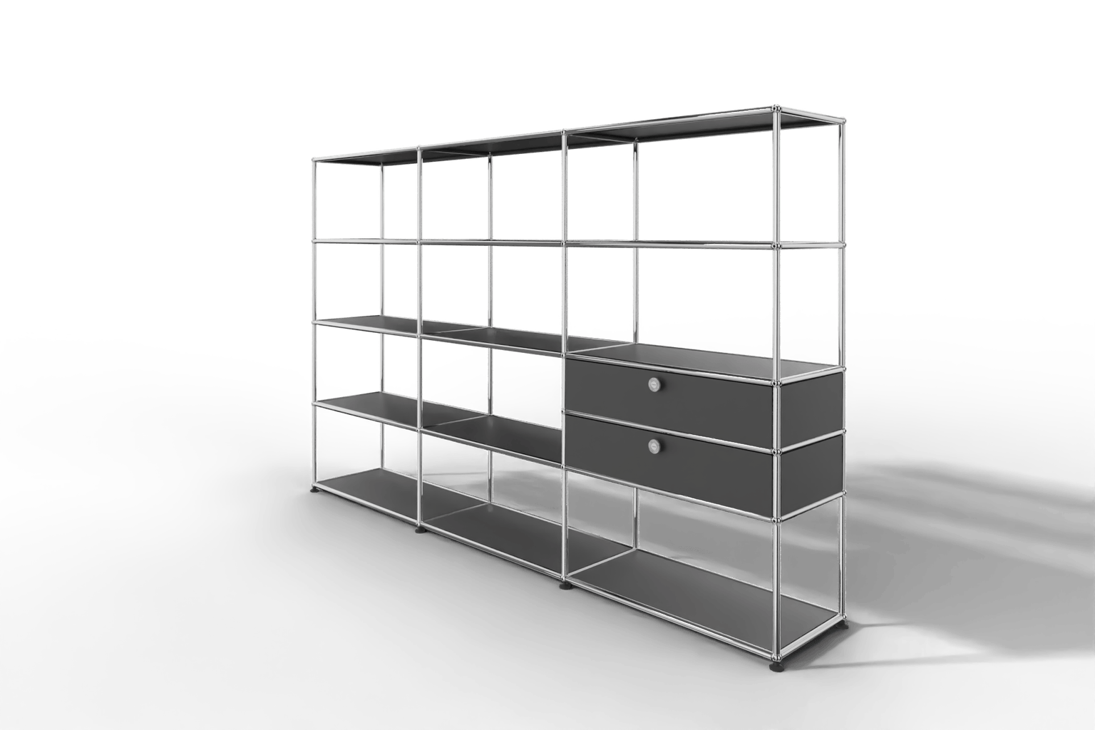 Regalwand, 11 offene Fächer, 2 Ausziehtüren Produktbild