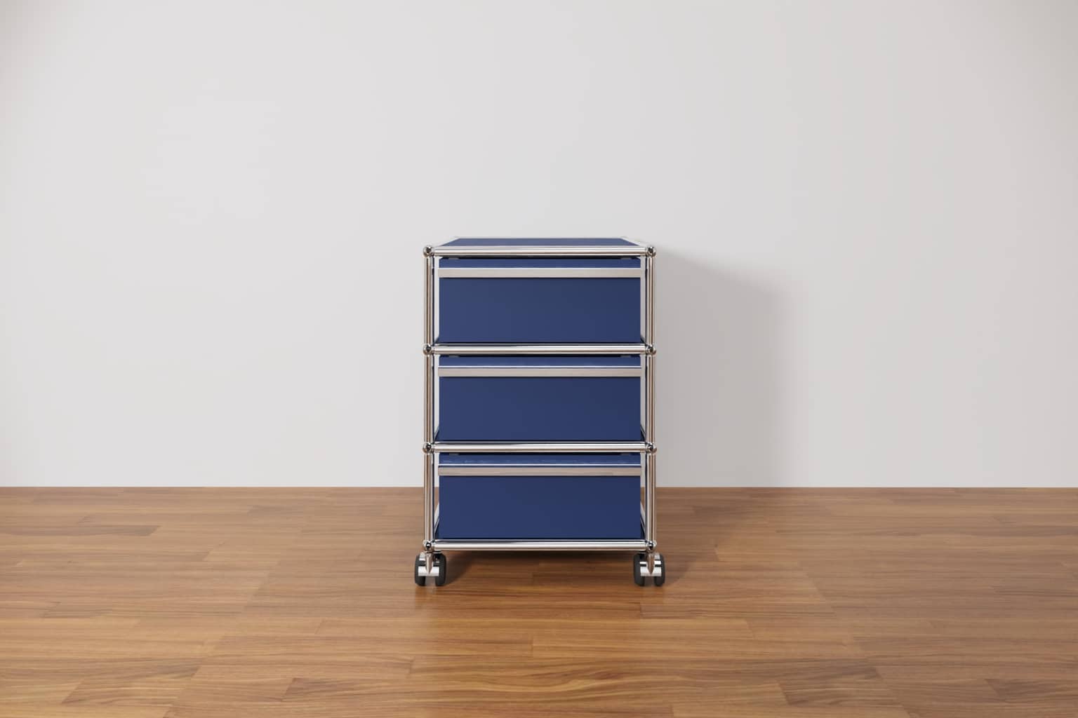 Original USM Haller Rollcontainer mit 3 Schubladen 27-enzianblau Produktbild
