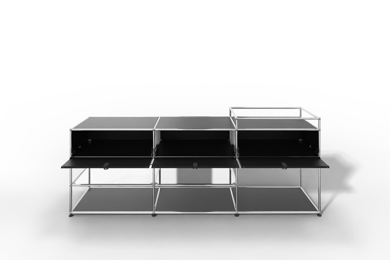 Sideboard mit 3 Klapptüren und offenen Fächern Produktbild