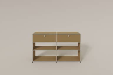 USM Haller Highboard mit 4 offenen Fächern und 2 niedrigen Klapptüren Produktbild