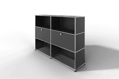 USM Haller Highboard mit 2 Klapptüren und 4 offenen Fächern in 14 Farben. Produktbild