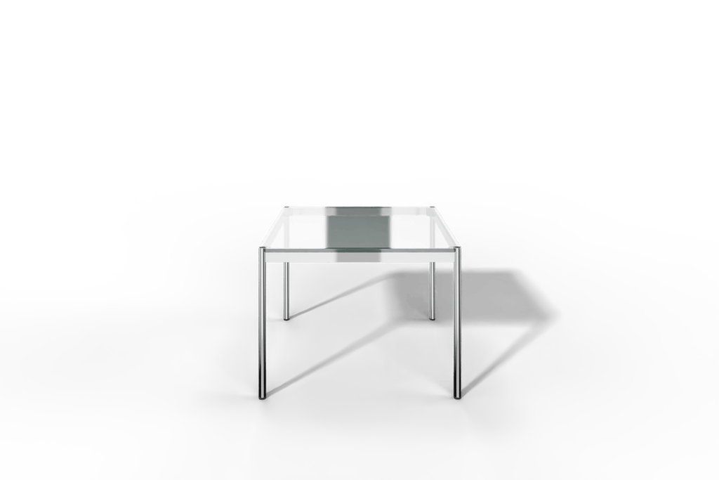 USM Haller Glastisch, Tiefe 1000 mm, Länge wählbar