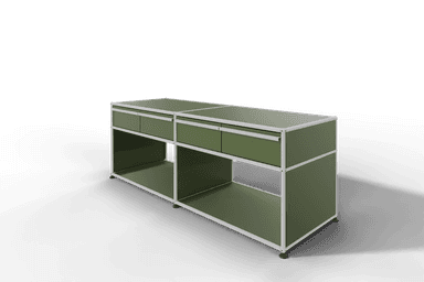 USM Haller Sideboard, mit 4 Schubladen A6 und 2 offenen Fächern. Tiefe 50 cm. Produktbild