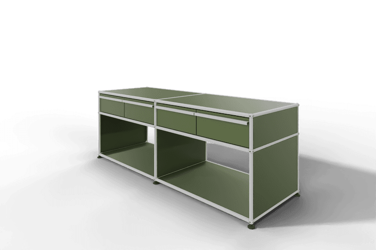 USM Haller Sideboard, mit 4 Schubladen A6 und 2 offenen Fächern. Tiefe 50 cm. Produktbild