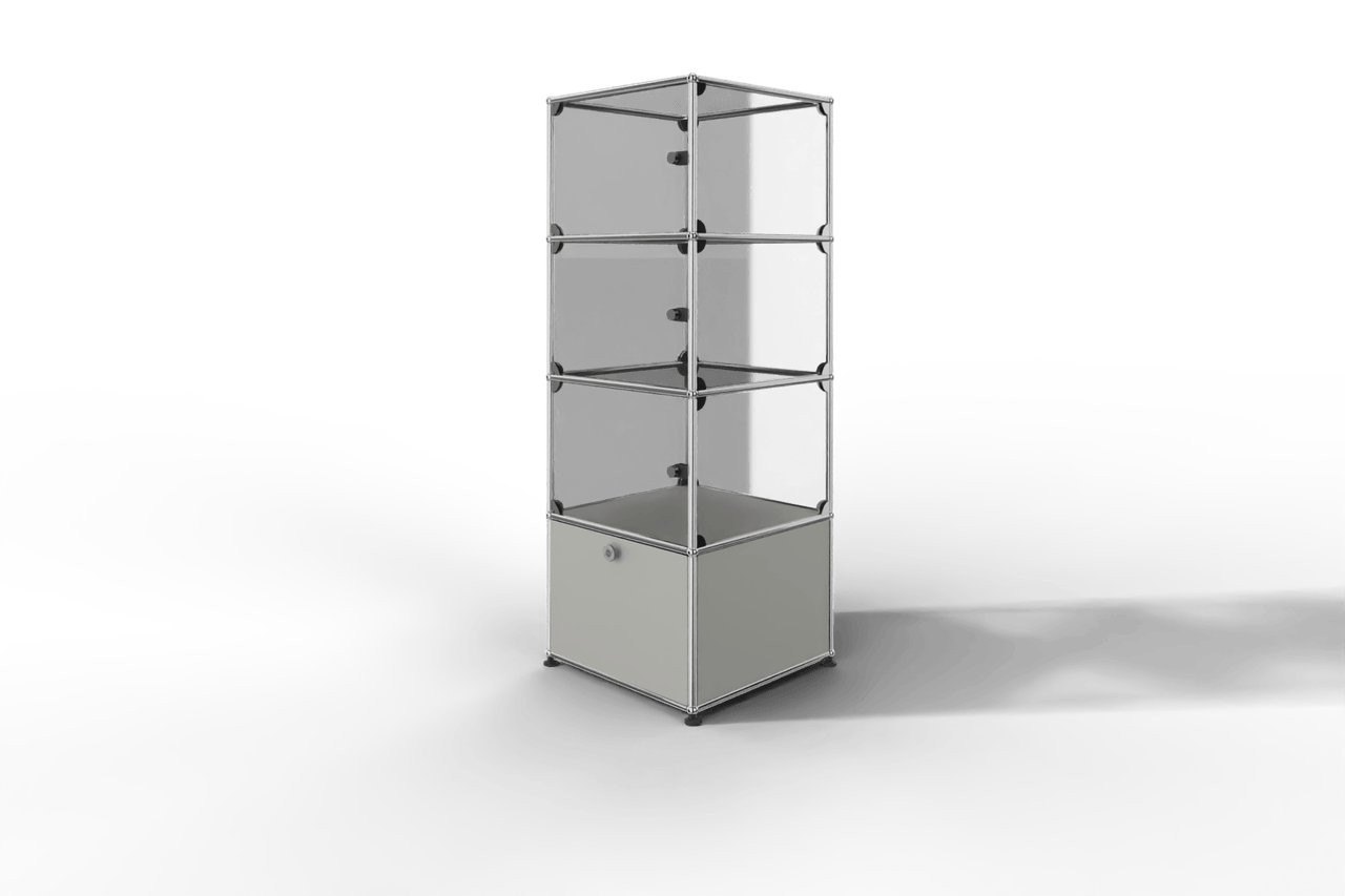 USM Haller Glasvitrine mit 3 Glastüren und 1 Klapptüre Produktbild