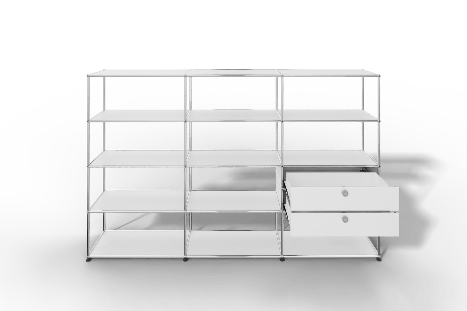 Regalwand, 11 offene Fächer, 2 Ausziehtüren Produktbild