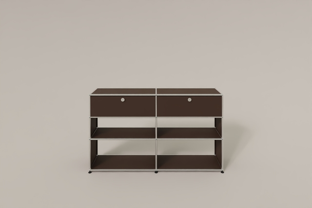 USM Haller Highboard mit 4 offenen Fächern und 2 niedrigen Klapptüren