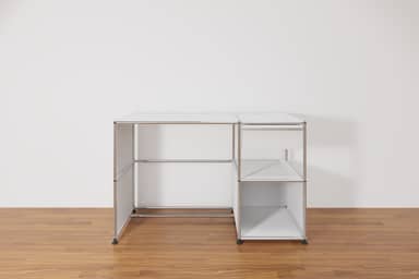 Original USM Haller Arbeitsplatz, reinweiss mit Schublade Ausstellungsstück Produktbild