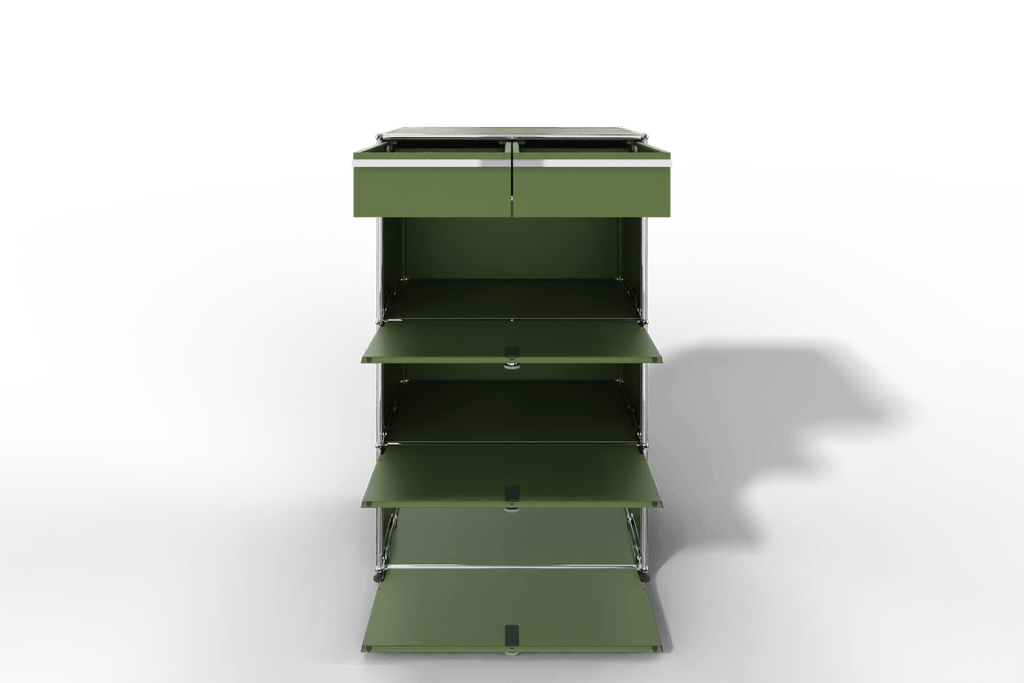 USM Haller Regal, 3 Klapptüren, 2 Schubladen Produktbild