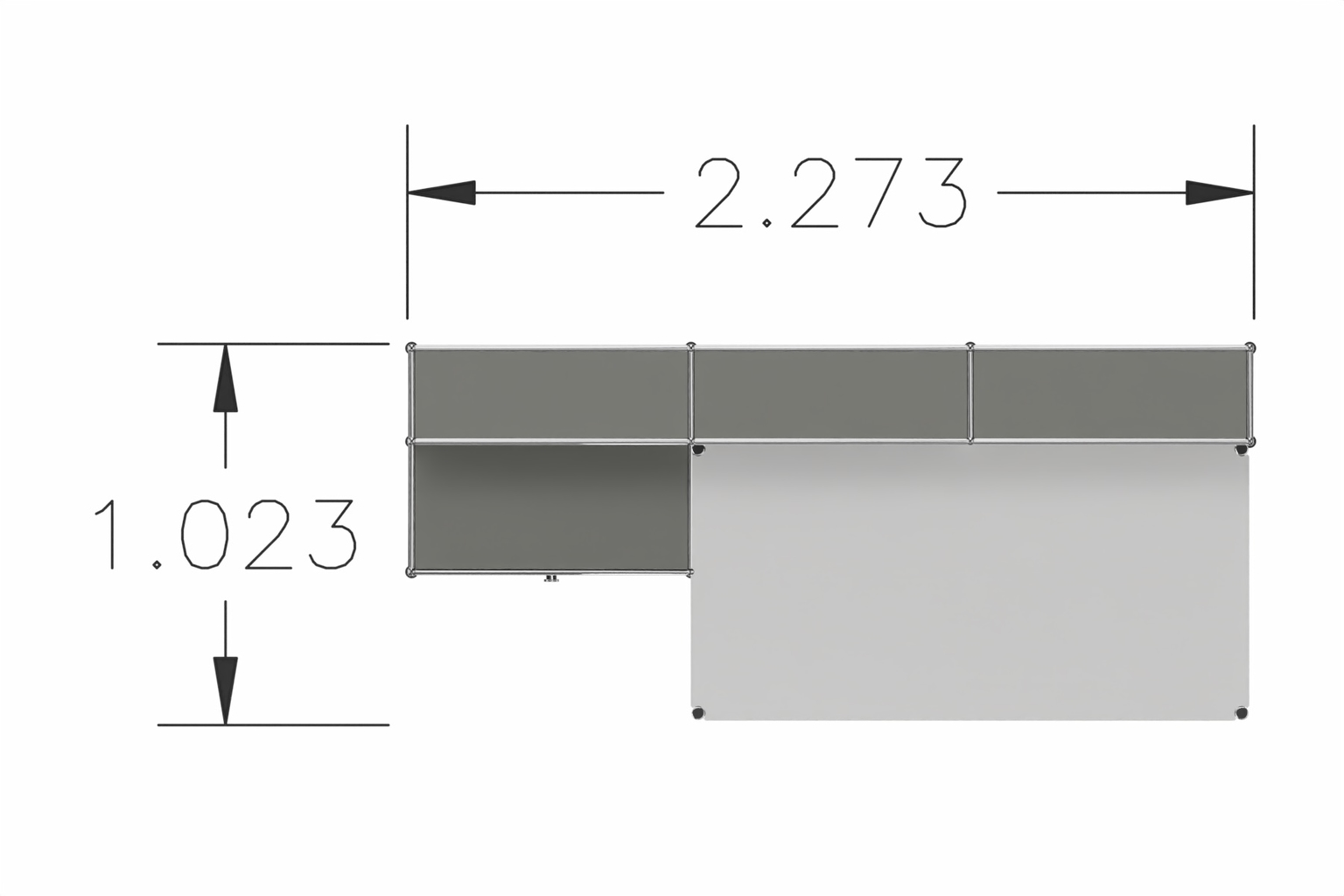 USM Haller Theke mit Schreibtisch Produktbild