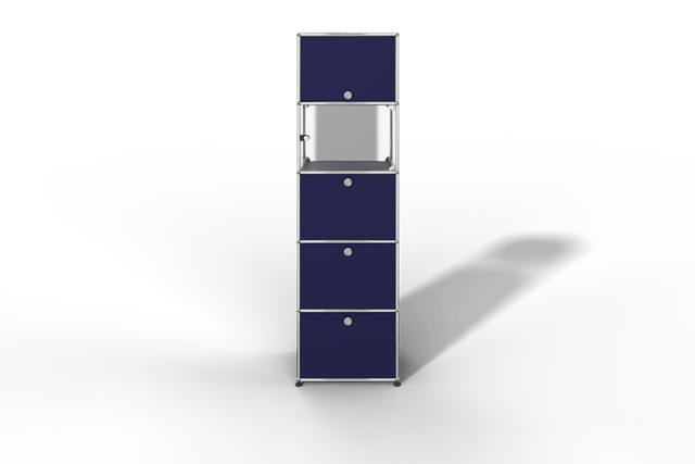 USM Haller schmales Regal mit Glasabteil