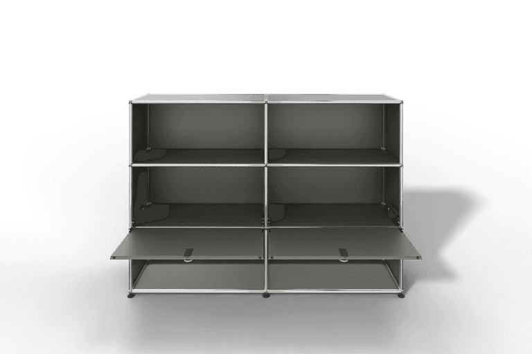 USM Haller Highboard mit 2 Klapptüren und 4 offenen Fächern in 14 Farben. Produktbild
