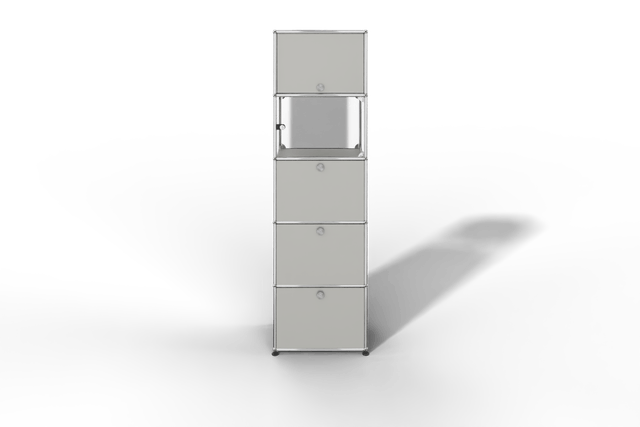 USM Haller schmales Regal mit Glasabteil
