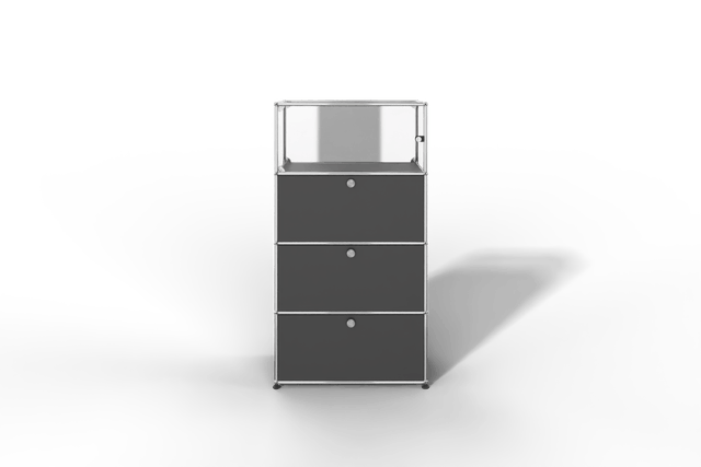 USM Haller Regal, 3 Klapptüren, 1 Vitrinen-Element