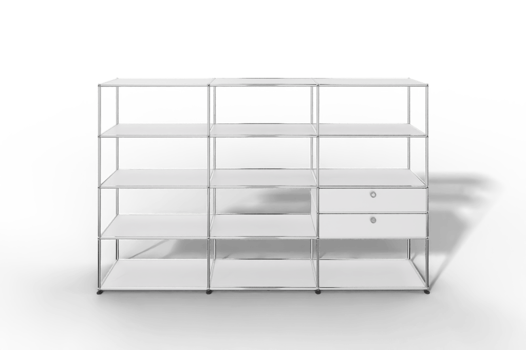 Regalwand, 11 offene Fächer, 2 Ausziehtüren Produktbild