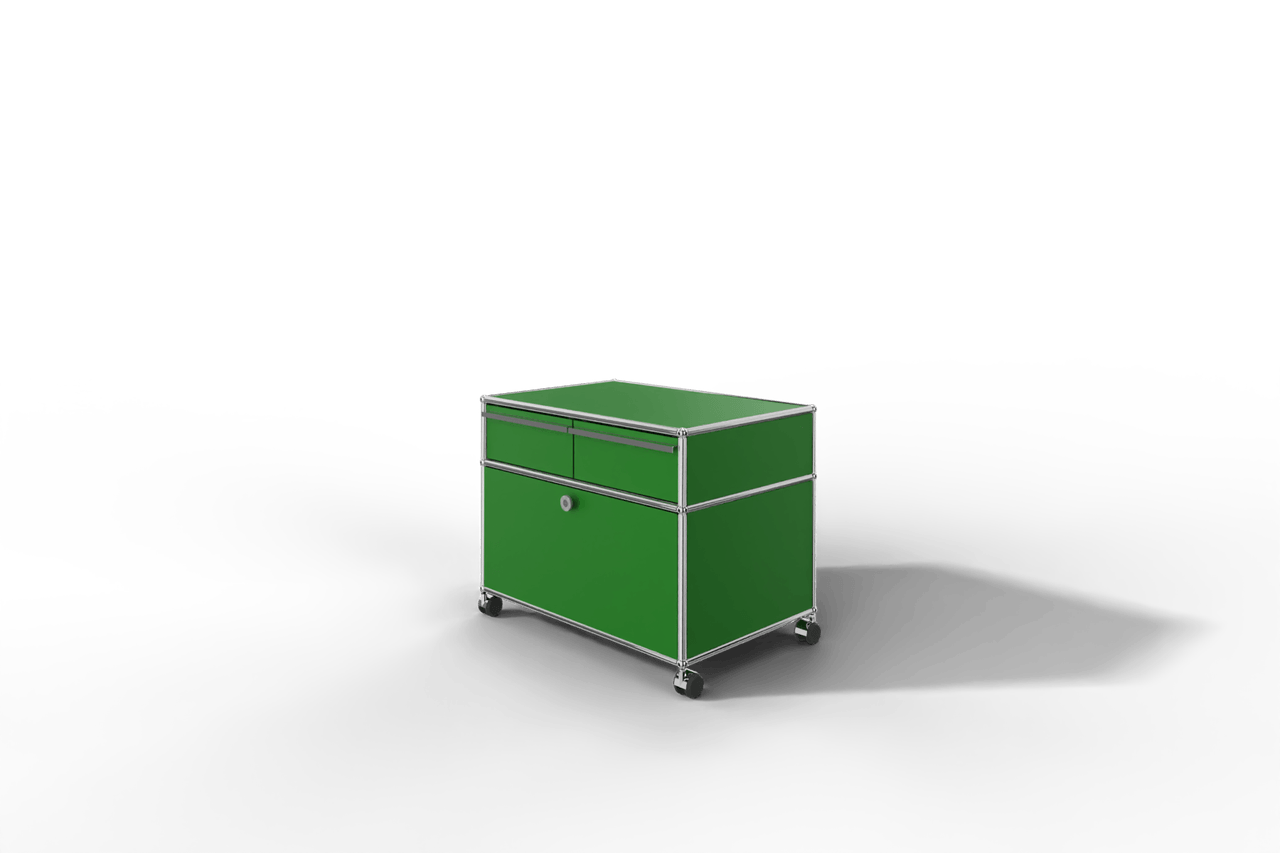 USM Haller Doppelrollcontainer mit zwei Schubladen und einer Klapptüre Produktbild