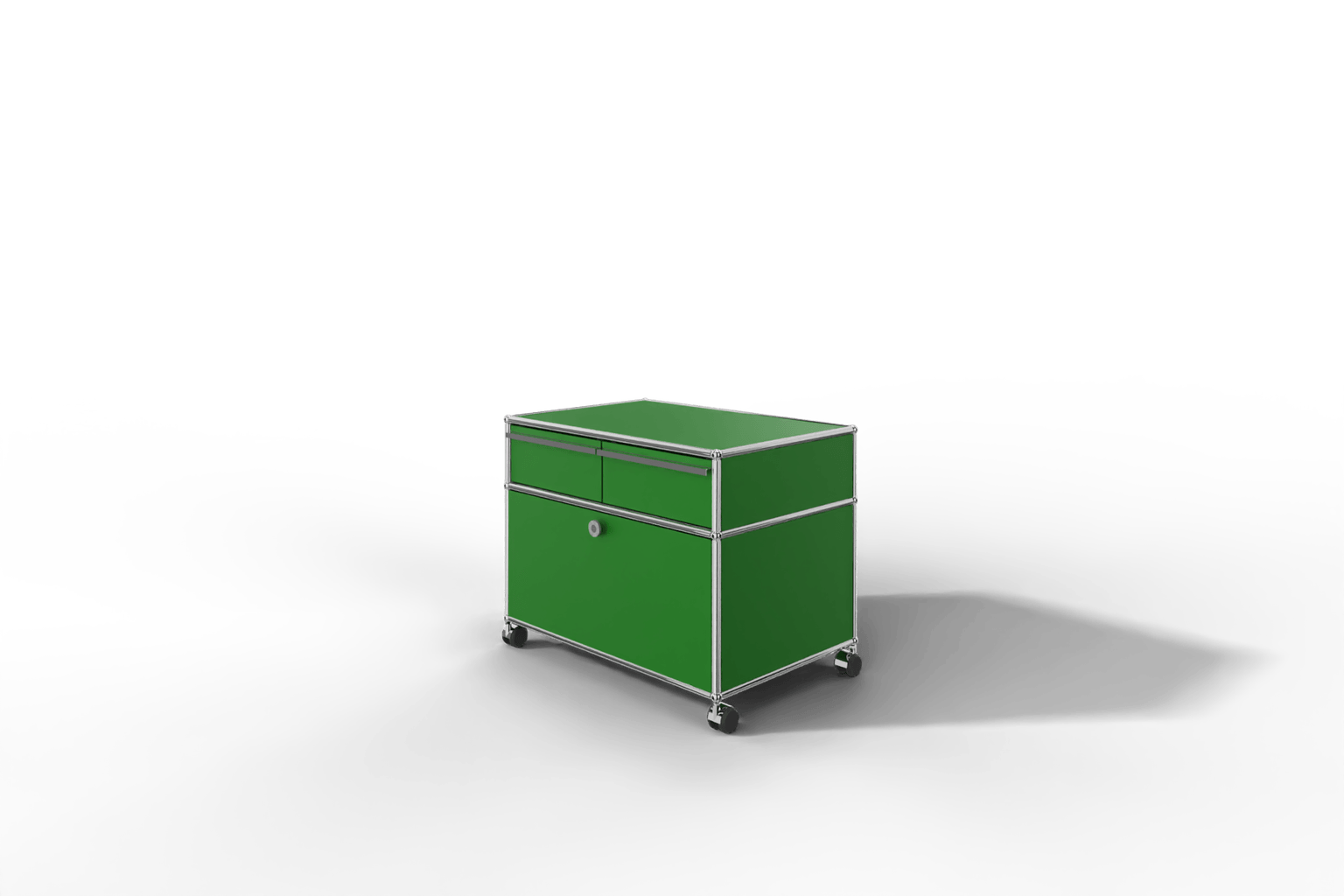 USM Haller Doppelrollcontainer mit zwei Schubladen und einer Klapptüre Produktbild