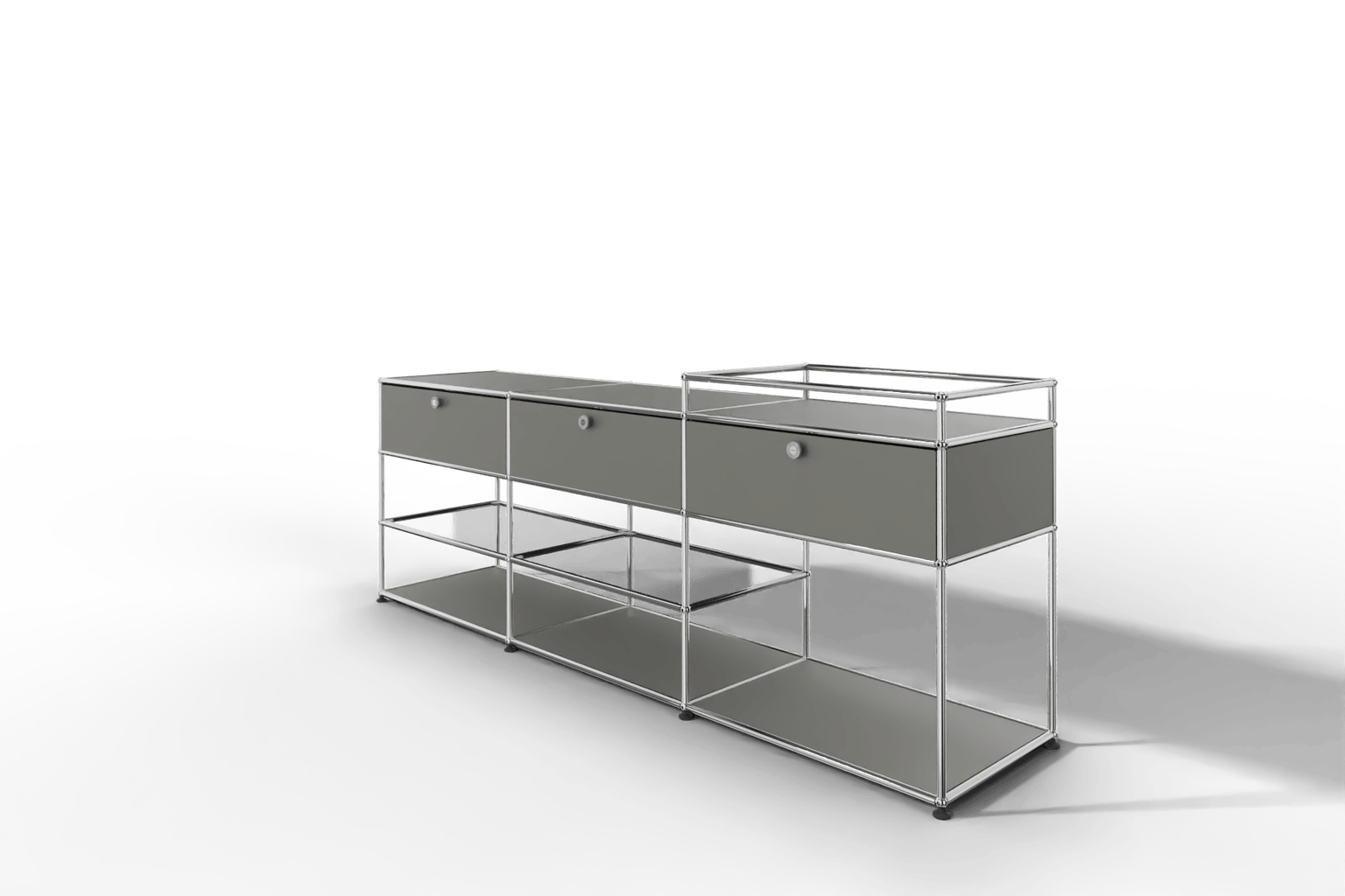 Sideboard mit 3 Klapptüren und offenen Fächern Produktbild