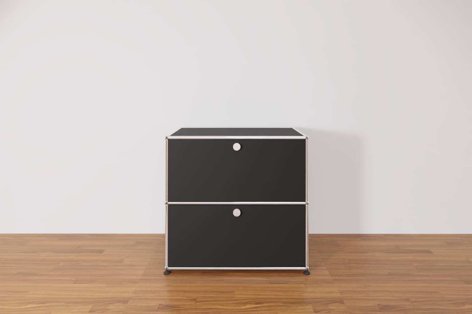 USM Haller Sideboard mit 2 Klapptüren übereinander in Graphitschwarz, Ausstellungsstück Produktbild