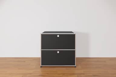USM Haller Sideboard mit 2 Klapptüren übereinander in Graphitschwarz, Ausstellungsstück Produktbild